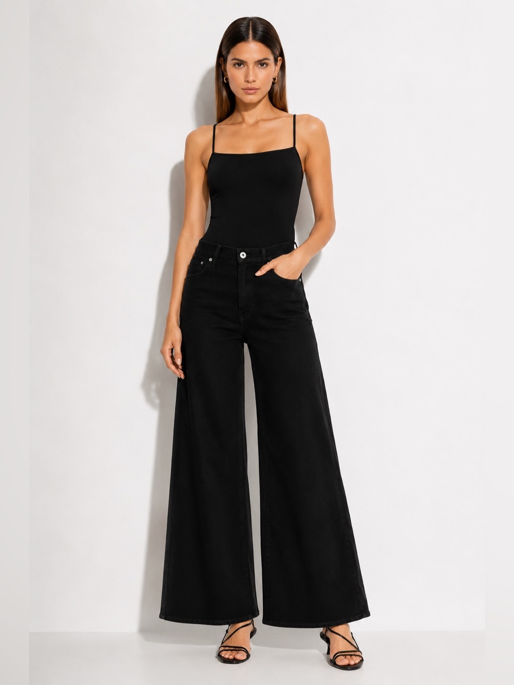 rag & bone Serena Black High-Rise Full Length Wide Leg Jeans NwT Size 27